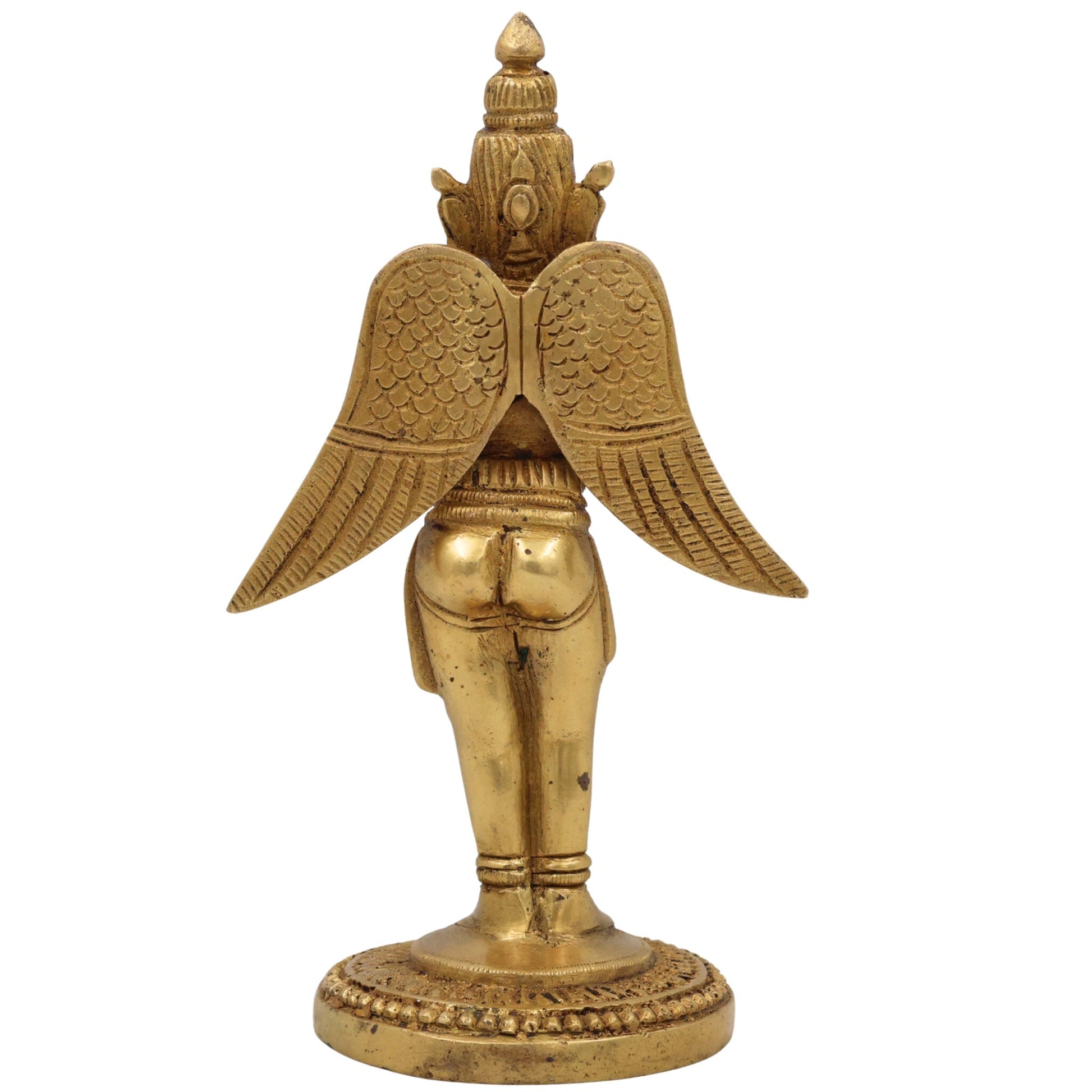 Brass Garuda Deva Idol – Vishnu Vahana | Suparna Pakshiraja Khageshwara Murti for Pooja, Decor & Gifting, Gold, 7.5 Inch, 1 Piece