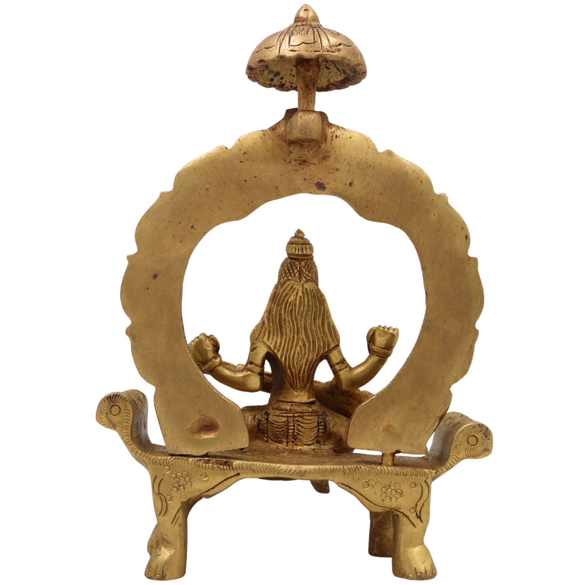 Brass Saraswati Idol Peetal Sharada Devi Statue Vani Vagdevi Murti for Pooja Room Home Temple Decor, Gold, 8 Inch, 1 Piece