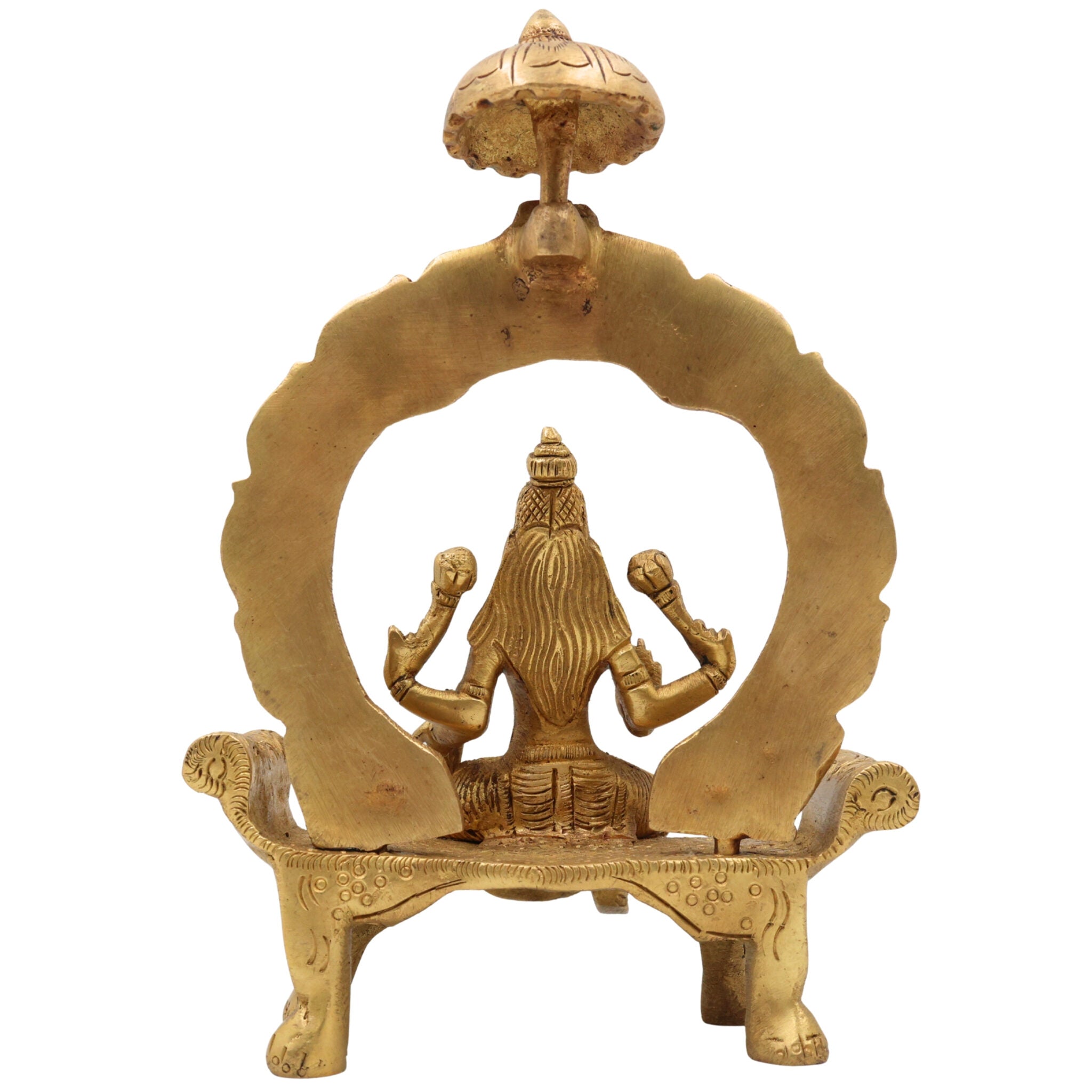 Brass Mahalakshmi Idol with Prabhavali | Shri Lakshmi Devi Murti for Pooja, Padmavati Laxmi Statue for Home Temple & Gifts, Gold, 8 Inch, 1 Piece