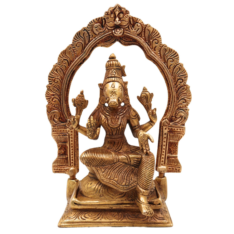 Brass Varahi Amman Idol | Handcrafted Varahi Devi Murti | Maa Varahi Mata Vigraha for Pooja, Home Temple & Decor, Gold, 8 Inch, 1 Piece
