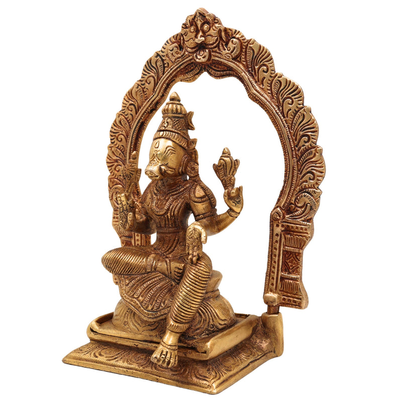 Brass Varahi Amman Idol | Handcrafted Varahi Devi Murti | Maa Varahi Mata Vigraha for Pooja, Home Temple & Decor, Gold, 8 Inch, 1 Piece