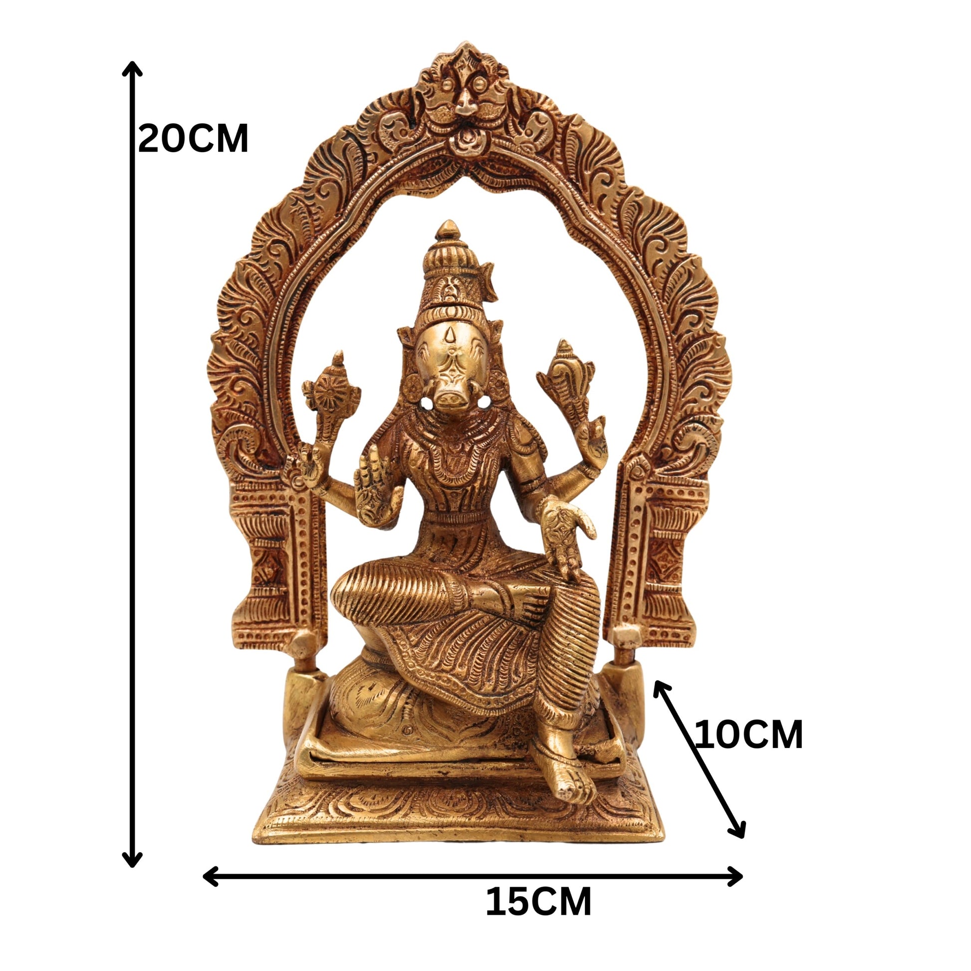 Brass Varahi Amman Idol | Handcrafted Varahi Devi Murti | Maa Varahi Mata Vigraha for Pooja, Home Temple & Decor, Gold, 8 Inch, 1 Piece