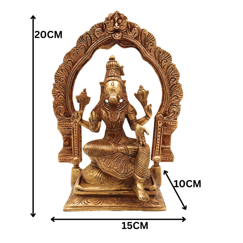 Brass Varahi Amman Idol | Handcrafted Varahi Devi Murti | Maa Varahi Mata Vigraha for Pooja, Home Temple & Decor, Gold, 8 Inch, 1 Piece