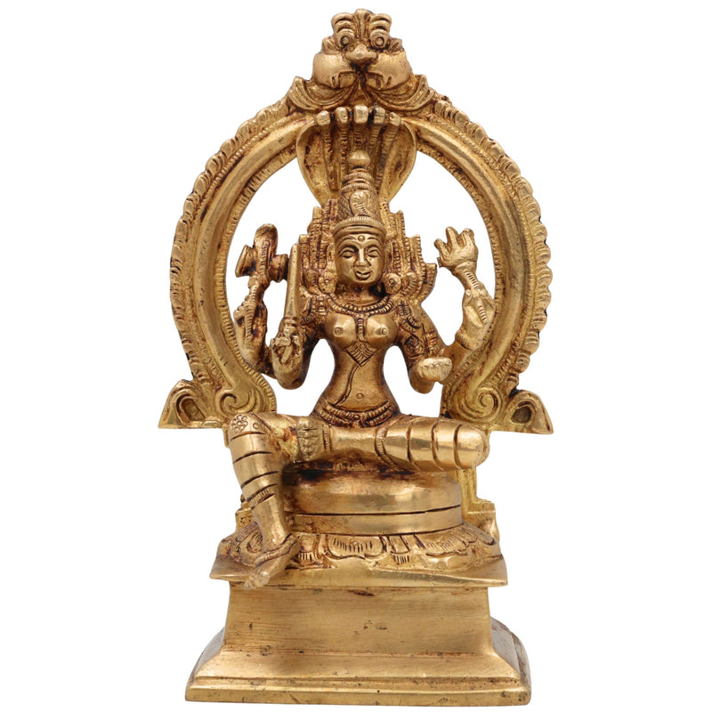 Brass Mariamman Idol Goddess Mariyamman Devi Statue Karumariamman Silai Amman Statues Mariyamma Idols Parvati Murti, Gold, 7 Inch, 1 Piece