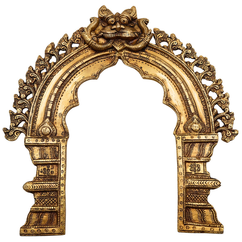 Brass Prabhavali Arch Wall Hanging for Temple & Home Decor, Traditional Prabhawali Frame for Deity, Gold Finish, Gold, 14.5 Inch, 1 Piece