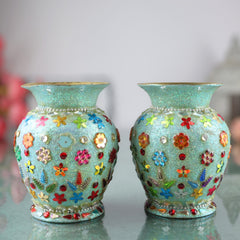 Brass Vases | Flower | Brass | Phooladaan | Vas | Vaz | Brass Vases For Home | Beautiful Vase | Brass Vase | Flower Vase - Set Of 2, Gold, 4 Inch, 1 Piece