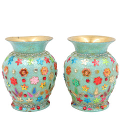 Brass Vases | Flower | Brass | Phooladaan | Vas | Vaz | Brass Vases For Home | Beautiful Vase | Brass Vase | Flower Vase - Set Of 2, Gold, 4 Inch, 1 Piece