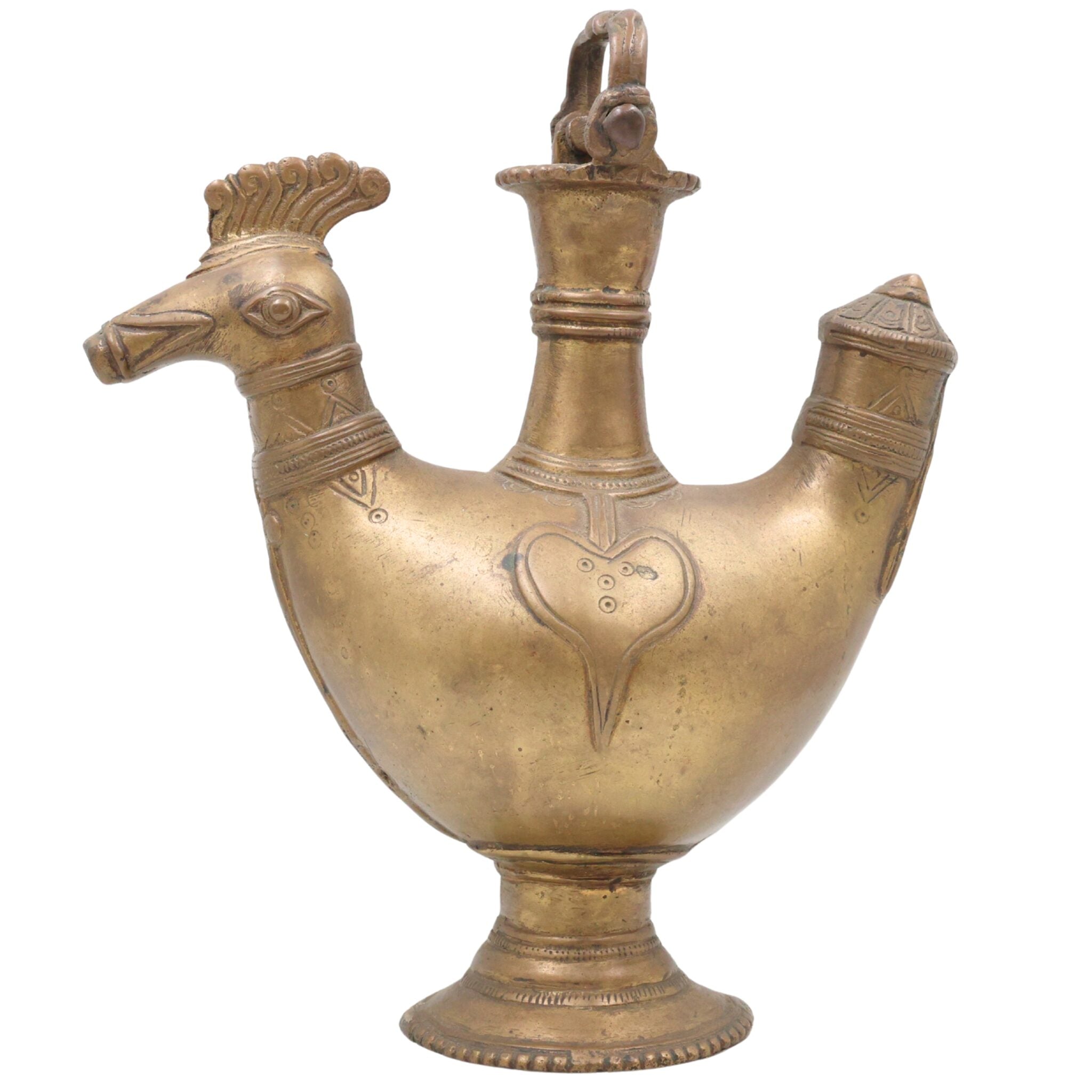 Brass Antique Kamandal | Brass Stoup | Gangajali | Ganga Jali | Pooja Loota | Water Kamandal - Antique Loota | Kamandal, Gold, 9 Inch, 1 Piece