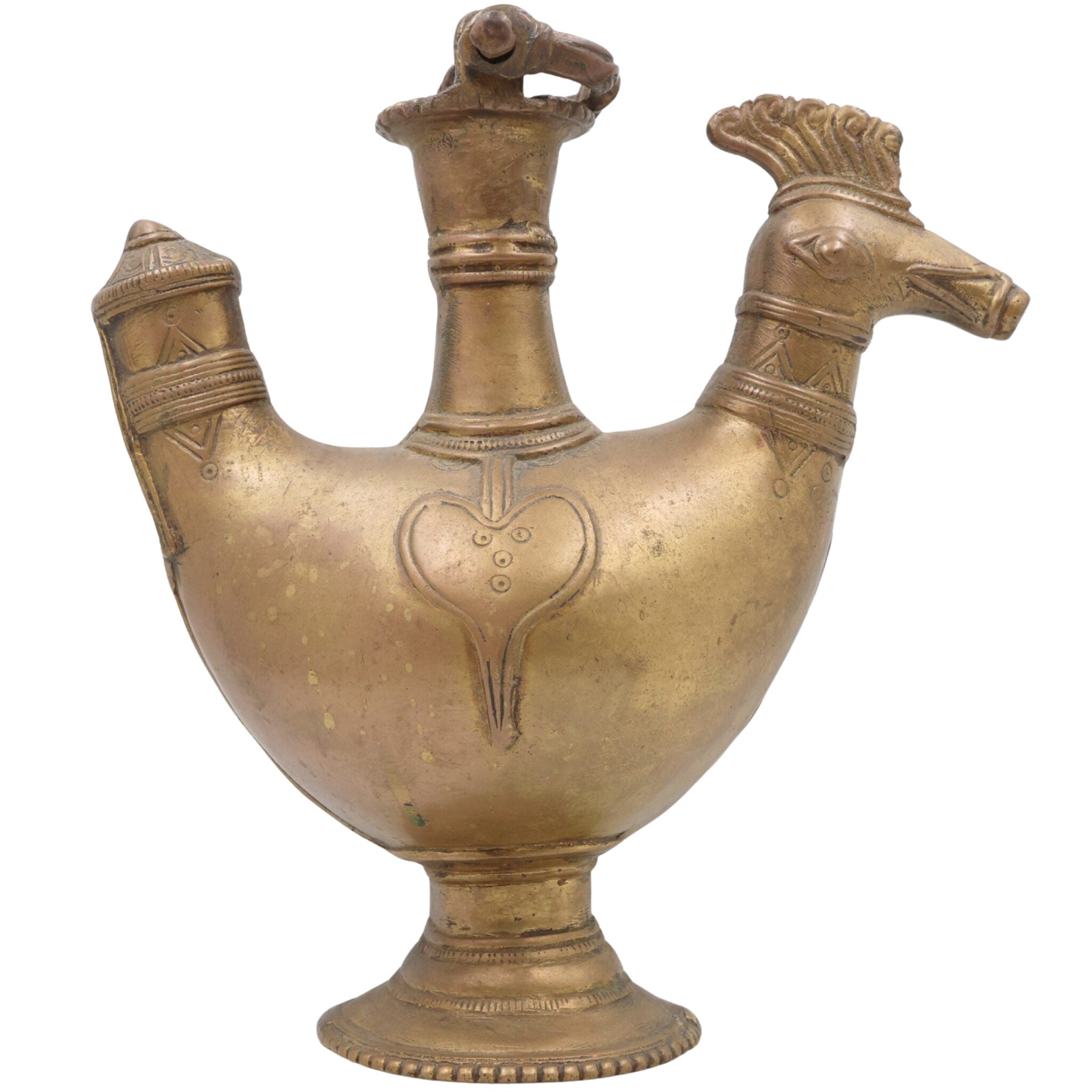 Brass Antique Kamandal | Brass Stoup | Gangajali | Ganga Jali | Pooja Loota | Water Kamandal - Antique Loota | Kamandal, Gold, 9 Inch, 1 Piece
