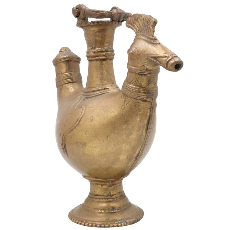 Brass Antique Kamandal | Brass Stoup | Gangajali | Ganga Jali | Pooja Loota | Water Kamandal - Antique Loota | Kamandal, Gold, 9 Inch, 1 Piece