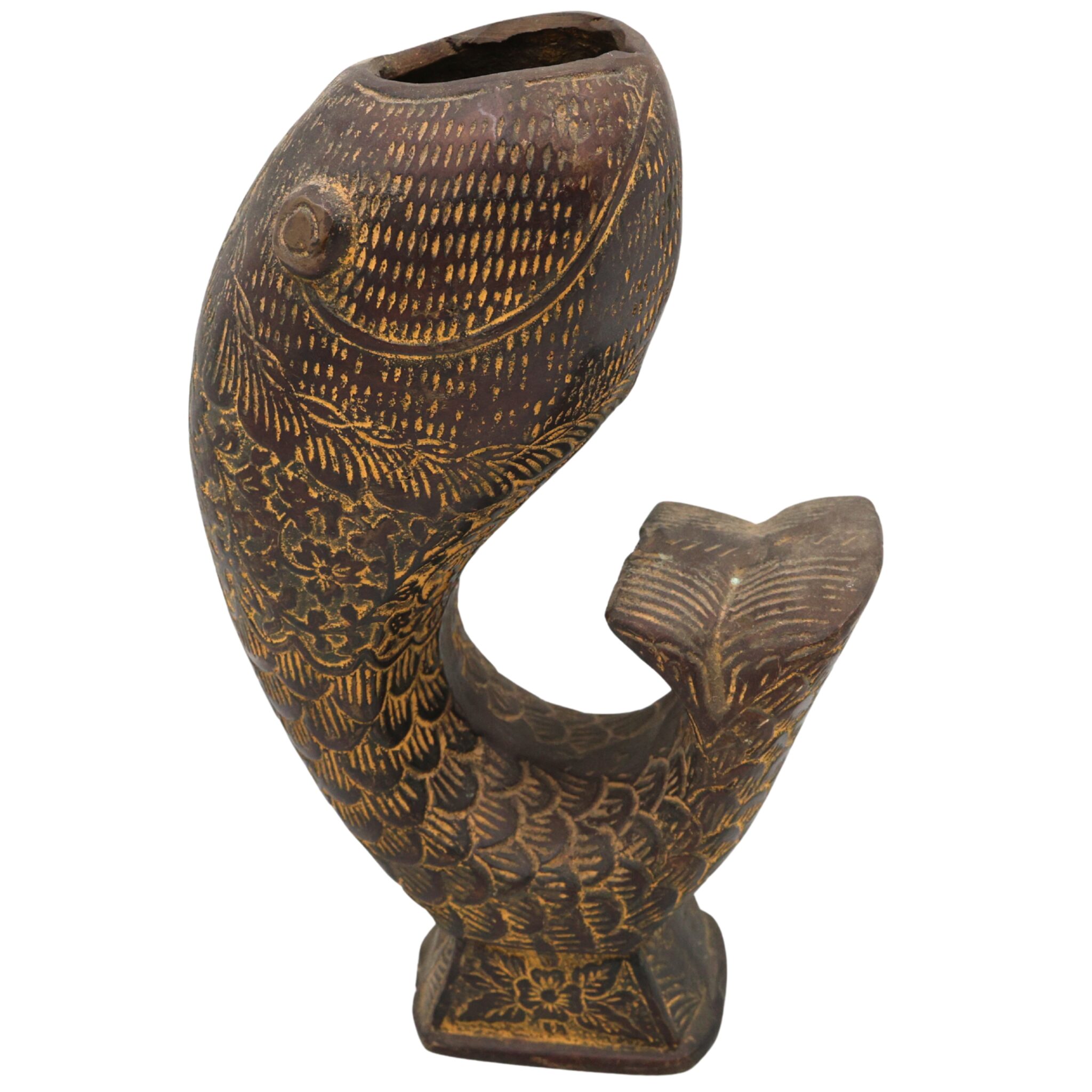 Handmade Brass Pen Holder, Peetal Pital Pittal Desk Organizer, Traditional Pitala Velli Hitale Pen Holder for Office & Home, Brown, 7 Inch, 1 Piece