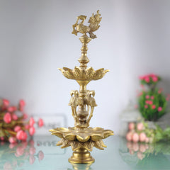 Brass Oil Lamp | Brass Table Lamp| Brass Lamp | Diya | Lamps | Deep | Deepam | Lamps | Lamp | Brass Lamps | Table Lamp, Gold, 19.5 Inch, 1 Piece