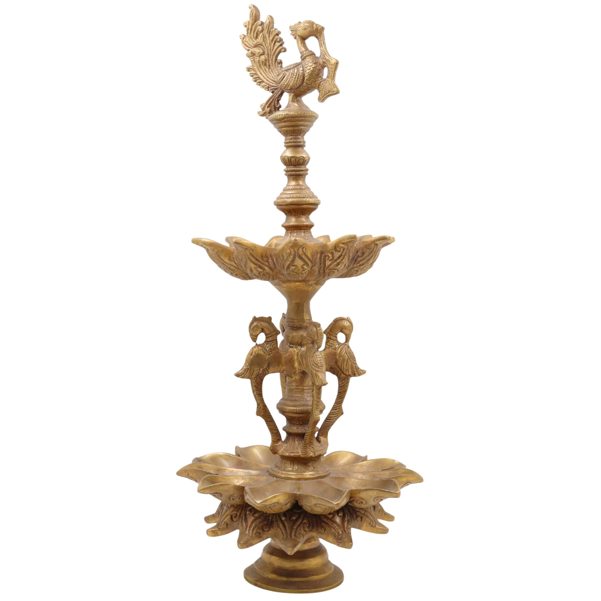Brass Oil Lamp | Brass Table Lamp| Brass Lamp | Diya | Lamps | Deep | Deepam | Lamps | Lamp | Brass Lamps | Table Lamp, Gold, 19.5 Inch, 1 Piece