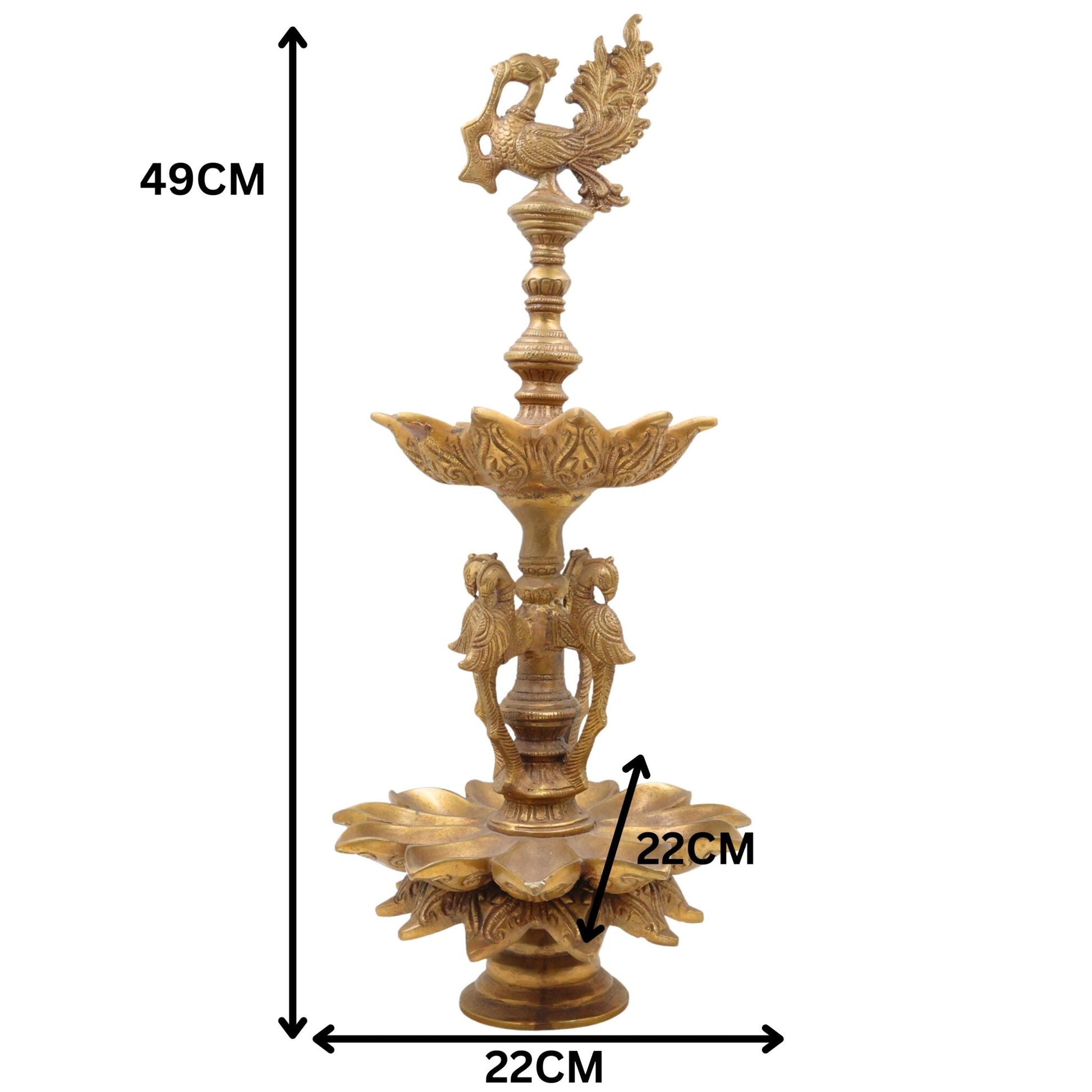 Brass Oil Lamp | Brass Table Lamp| Brass Lamp | Diya | Lamps | Deep | Deepam | Lamps | Lamp | Brass Lamps | Table Lamp, Gold, 19.5 Inch, 1 Piece