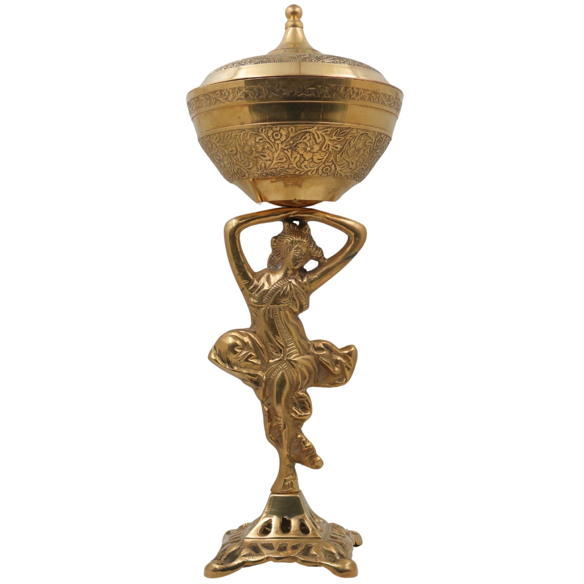 Handmade Brass Fruit Bowl, Peetal Phal Dani Pital Phal Thali Pittal Decorative Velli Pittalam Bowl Traditional Indian Pooja Decor, Gold, 14 Inch, 1 Piece