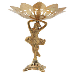 Brass Bowl, Decorative Bowls, Fruit Bowl, Dry Fruit Bowl, Stand, Decor Bowl, Pittal Ka Katora, Gold, 12 Inch, 1 Piece