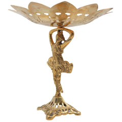 Brass Bowl, Decorative Bowls, Fruit Bowl, Dry Fruit Bowl, Stand, Decor Bowl, Pittal Ka Katora, Gold, 12 Inch, 1 Piece