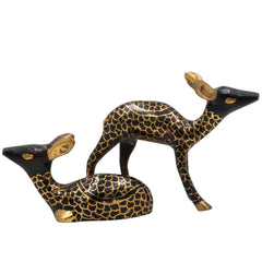 Brass Deer Idol Set of 2 – Peetal Mriga, Harin, Maan & Blackbuck Figurines | Decorative Brass Pittal Axis Deer Statue Showpiece for Home , Gold, 4.5 Inch, 1 Piece