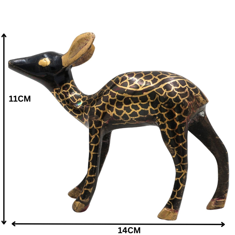 Brass Deer Idol Set of 2 – Peetal Mriga, Harin, Maan & Blackbuck Figurines | Decorative Brass Pittal Axis Deer Statue Showpiece for Home , Gold, 4.5 Inch, 1 Piece