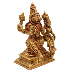 Brass Lakshmi Narasimha Swamy Idol – Handcrafted Yoga Narasingha Pital Silai for Pooja, Home Decor & Gifting, Gold, 5 Inch, 1 Piece