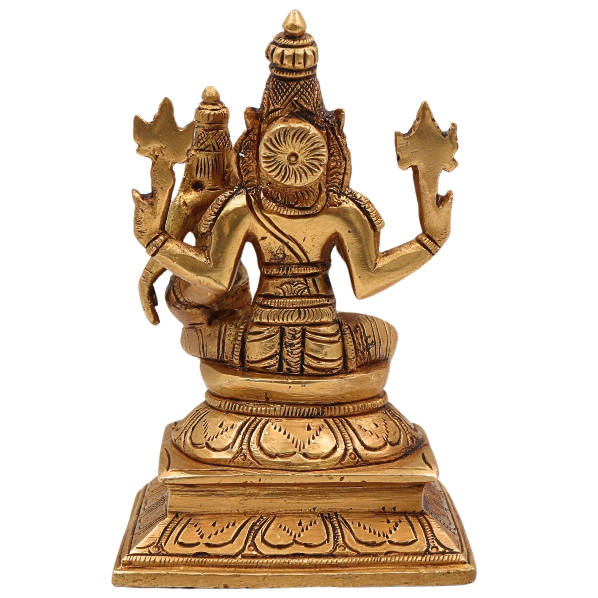 Brass Lakshmi Narasimha Swamy Idol, Handcrafted Pital Silai for Pooja & Home Decor, Gold, 5 Inch, 1 Piece