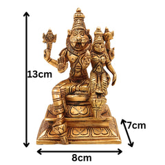 Brass Lakshmi Narasimha Swamy Idol, Handcrafted Pital Silai for Pooja & Home Decor, Gold, 5 Inch, 1 Piece