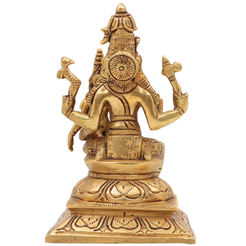 Brass Shiva Parvati Idol, Ardhnarishwar Uma Maheshwar Gauri Shankar Murti, Handcrafted Shiv Shakti Statue for Pooja, Home Decor & Gifts, Gold, 6 Inch, 1 Piece