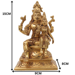 Brass Shiva Parvati Idol, Ardhnarishwar Uma Maheshwar Gauri Shankar Murti, Handcrafted Shiv Shakti Statue for Pooja, Home Decor & Gifts, Gold, 6 Inch, 1 Piece