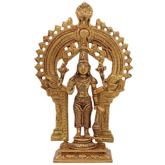 Brass Vishnu Idol | Narayana Murti Statue | Venkateswara Balaji Vigraha | Govinda Padmanabha Brass Sculpture | Pooja & Home Decor Idol, Gold, 7.5 Inch, 1 Piece