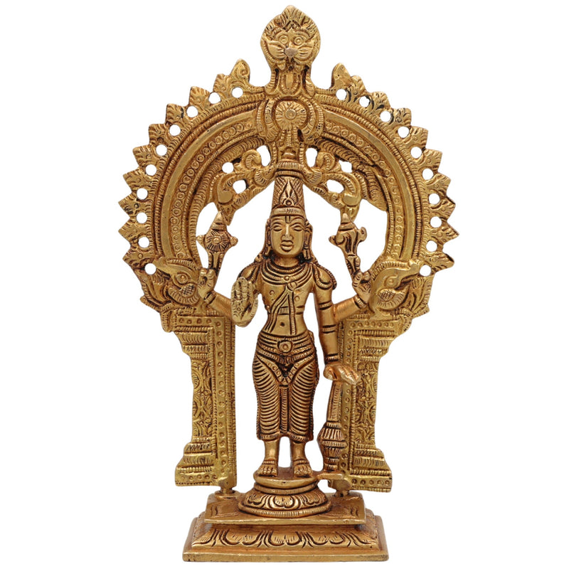 Brass Vishnu Idol | Narayana Murti Statue | Venkateswara Balaji Vigraha | Govinda Padmanabha Brass Sculpture | Pooja & Home Decor Idol, Gold, 7.5 Inch, 1 Piece