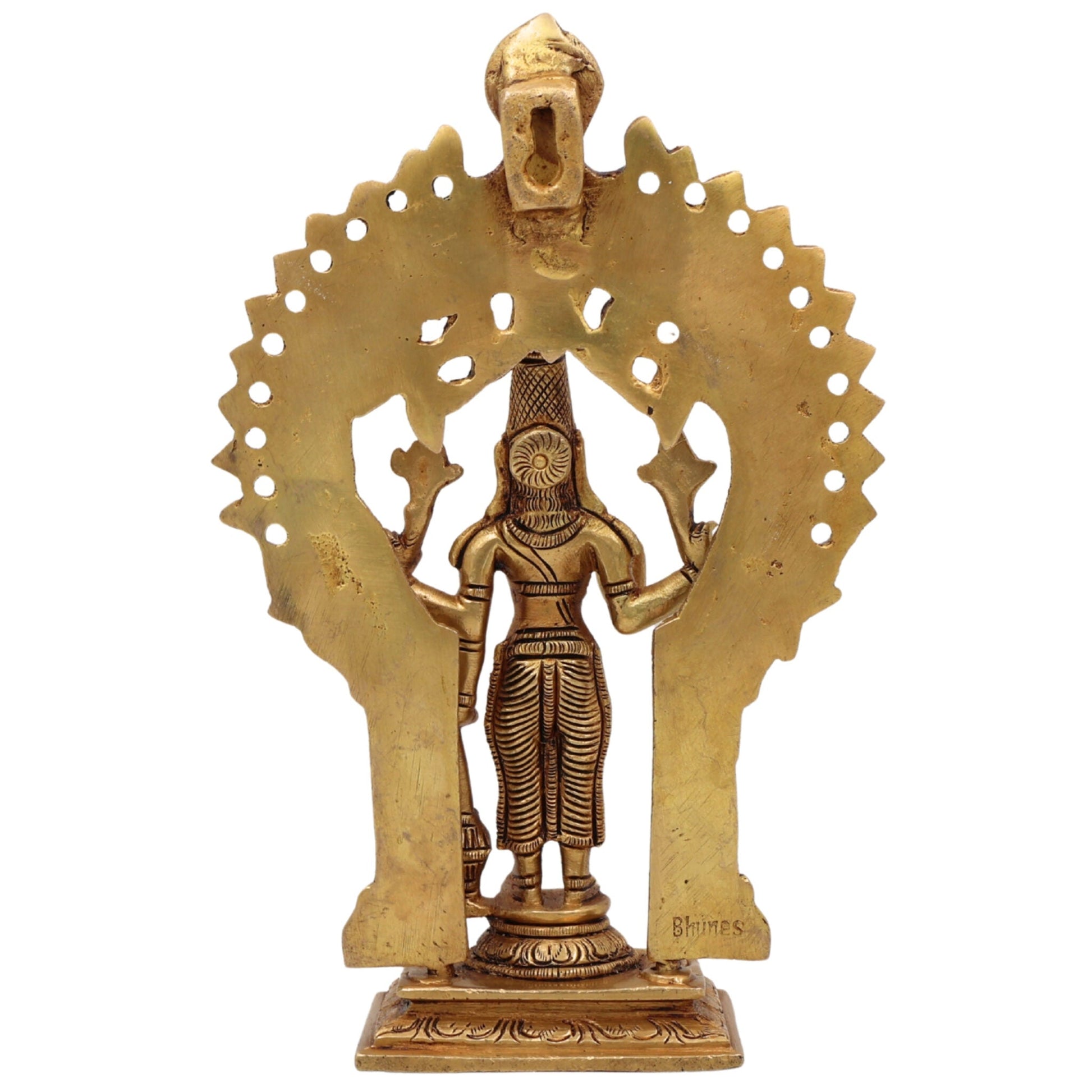 Brass Vishnu Idol | Narayana Murti Statue | Venkateswara Balaji Vigraha | Govinda Padmanabha Brass Sculpture | Pooja & Home Decor Idol, Gold, 7.5 Inch, 1 Piece