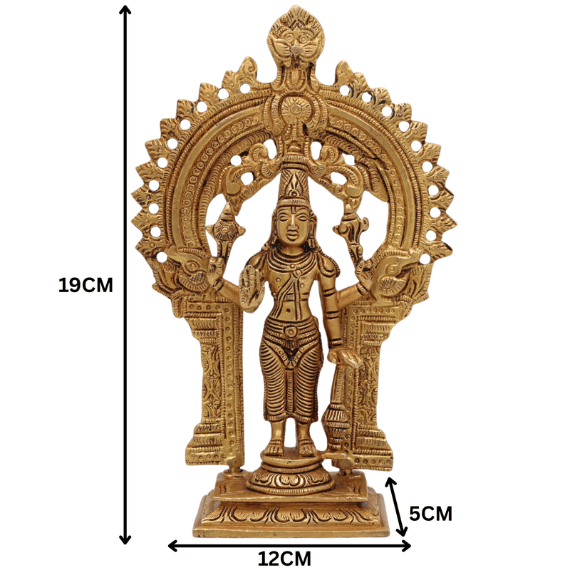 Brass Vishnu Idol | Narayana Murti Statue | Venkateswara Balaji Vigraha | Govinda Padmanabha Brass Sculpture | Pooja & Home Decor Idol, Gold, 7.5 Inch, 1 Piece