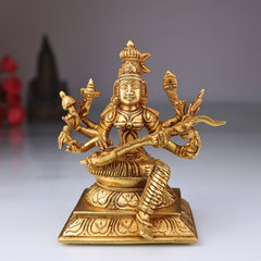 Brass Handcrafted Raja Matangi Devi Idol, Tantric Mahavidya Uchchhishta Chandalini Murti for Temple & Home Decor, Gold, 6 Inch, 1 Piece