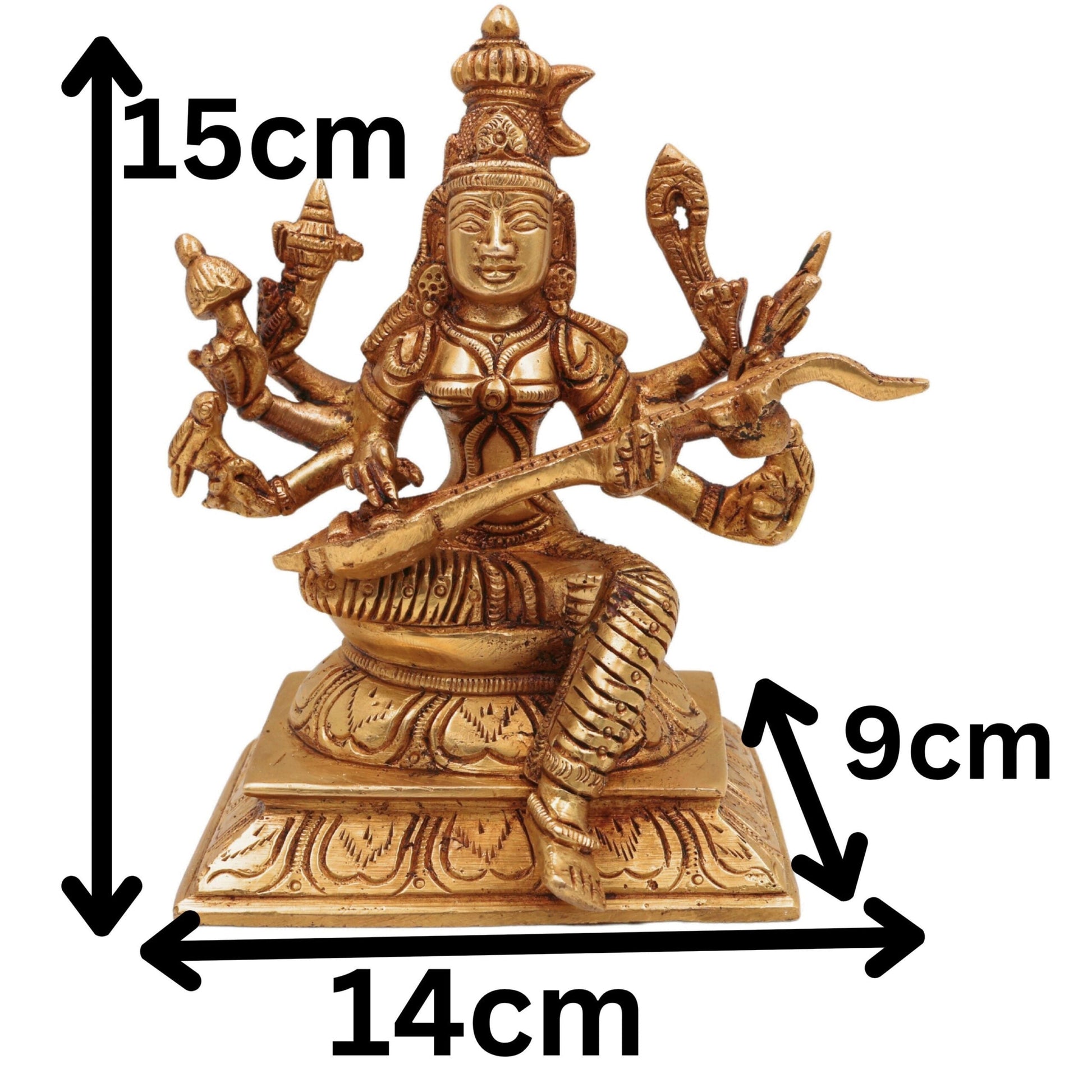 Brass Handcrafted Raja Matangi Devi Idol, Tantric Mahavidya Uchchhishta Chandalini Murti for Temple & Home Decor, Gold, 6 Inch, 1 Piece