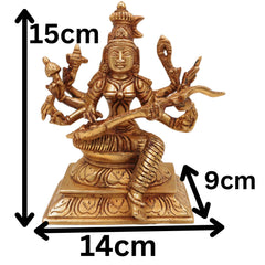 Brass Handcrafted Raja Matangi Devi Idol, Tantric Mahavidya Uchchhishta Chandalini Murti for Temple & Home Decor, Gold, 6 Inch, 1 Piece