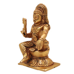 Brass Ayyanar Idol, Tamil Village Guardian Deity | Dharma Shasta | Aiyanar Silai | Kaaval Deivam | Shasta Murti Sculpture, Gold, 4 Inch, 1 Piece