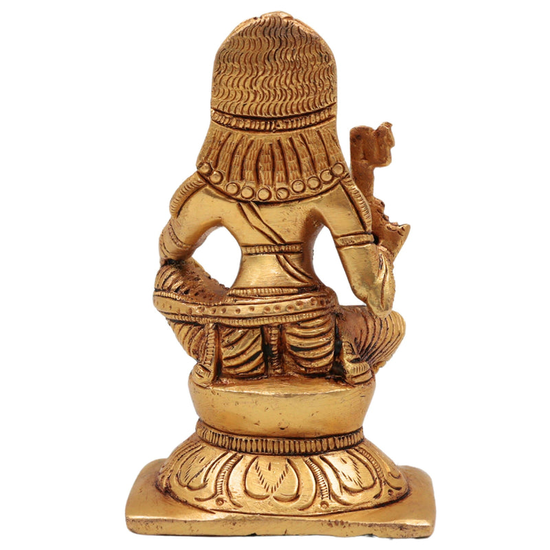 Brass Ayyanar Idol, Tamil Village Guardian Deity | Dharma Shasta | Aiyanar Silai | Kaaval Deivam | Shasta Murti Sculpture, Gold, 4 Inch, 1 Piece
