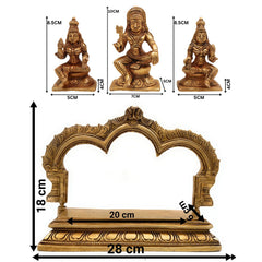 Brass Ayyanar Shasta Idol with Poorna & Pushkala | Dharma Sastha Kuladeivam Gramadevata | Tamil Kaaval Deivam with Peetam & Prabhavali, Gold, 7.5 Inch, 1 Piece