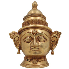Handcrafted Brass Gowri Face Idol – Parvati | Mahagauri | Gauri | Devi Head Murti for Pooja, Temple, Home Decor & Gifting, Gold, 9 Inch, 1 Piece