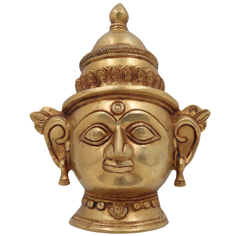 Handcrafted Brass Gowri Face Idol – Parvati | Mahagauri | Gauri | Devi Head Murti for Pooja, Temple, Home Decor & Gifting, Gold, 9 Inch, 1 Piece