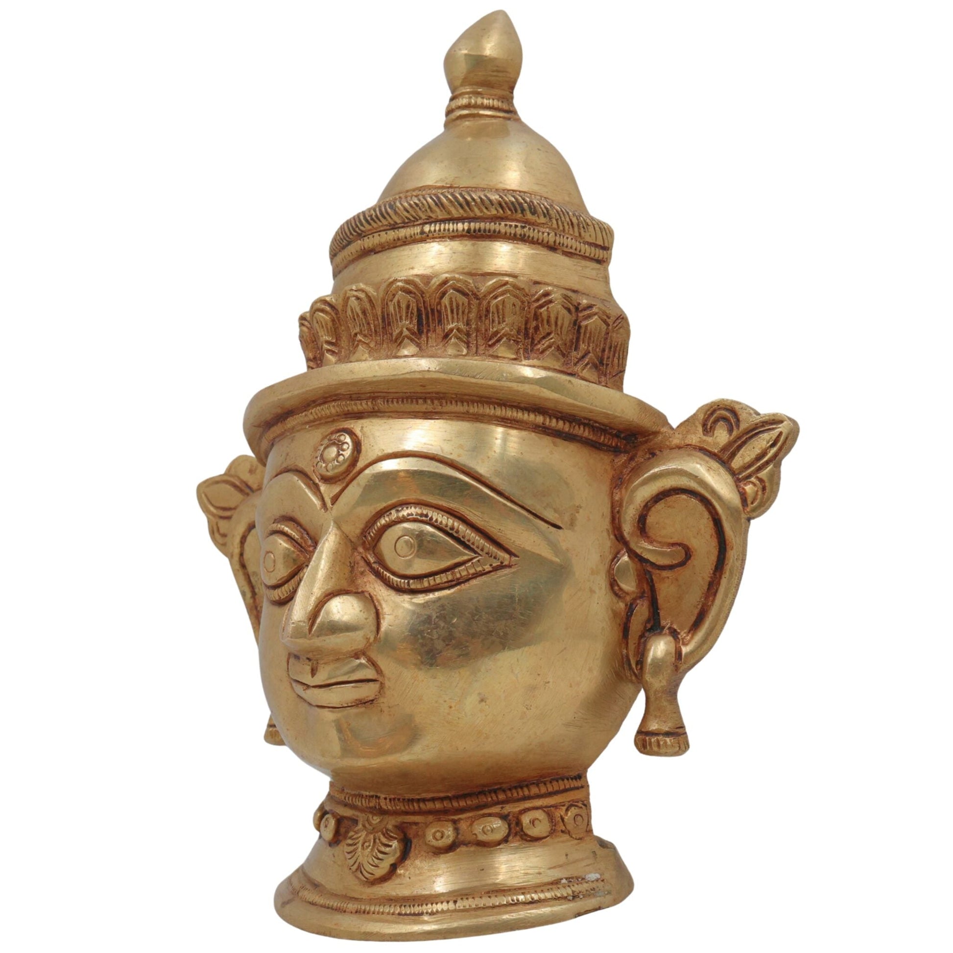 Handcrafted Brass Gowri Face Idol – Parvati | Mahagauri | Gauri | Devi Head Murti for Pooja, Temple, Home Decor & Gifting, Gold, 9 Inch, 1 Piece