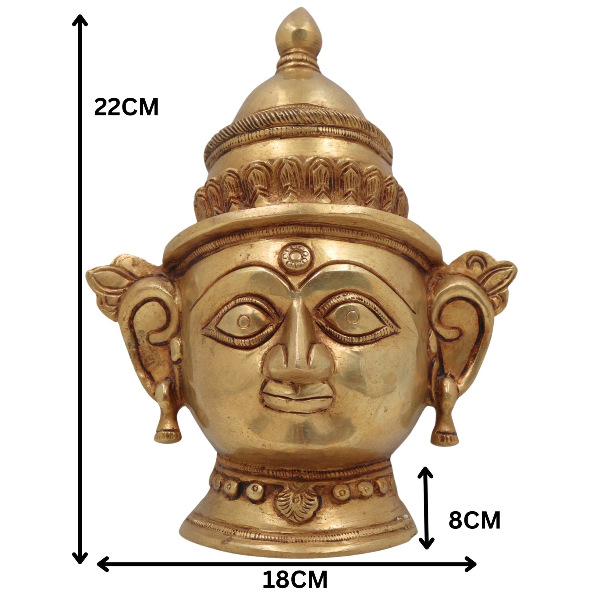 Handcrafted Brass Gowri Face Idol – Parvati | Mahagauri | Gauri | Devi Head Murti for Pooja, Temple, Home Decor & Gifting, Gold, 9 Inch, 1 Piece
