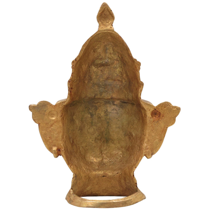 Brass Shiva Face Idol, Peetal Mahadev Mukha, Handcrafted Bholenath Head, Rudra Shankara Mask, Kailashnath Pital Statue, Gold, 9 Inch, 1 Piece