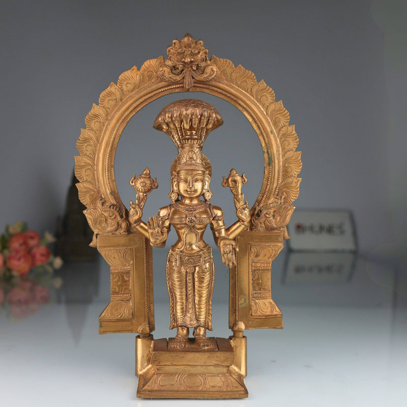 Bronze Handcrafted Annapurna Devi Idol | Panchaloha Annapurneshwari Murti for Home Temple Decor, Gold, 12.5 Inch, 1 Piece