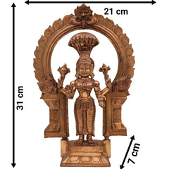 Bronze Handcrafted Annapurna Devi Idol | Panchaloha Annapurneshwari Murti for Home Temple Decor, Gold, 12.5 Inch, 1 Piece
