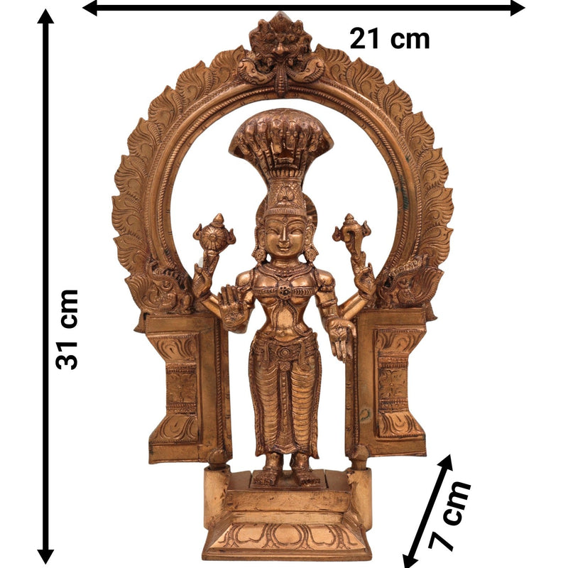 Bronze Handcrafted Annapurna Devi Idol | Panchaloha Annapurneshwari Murti for Home Temple Decor, Gold, 12.5 Inch, 1 Piece