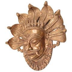 Handcrafted Panchaloha Kaal Bhairav face Idol | Bronze Kala Bhairava | Batuk, Kapala & Ugra Bhairava Murti | South Indian Chola Art,Gold, 9 Inch, 1 Piece