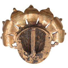 Handcrafted Panchaloha Kaal Bhairav face Idol | Bronze Kala Bhairava | Batuk, Kapala & Ugra Bhairava Murti | South Indian Chola Art,Gold, 9 Inch, 1 Piece