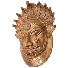 Handcrafted Bronze Bhairava face Idol – Kala Bhairava, Kapala Bhairava, Ugra Bhairava Panchaloha Sculpture for Home Temple & Decor,Gold, 8.5 Inch, 1 Piece