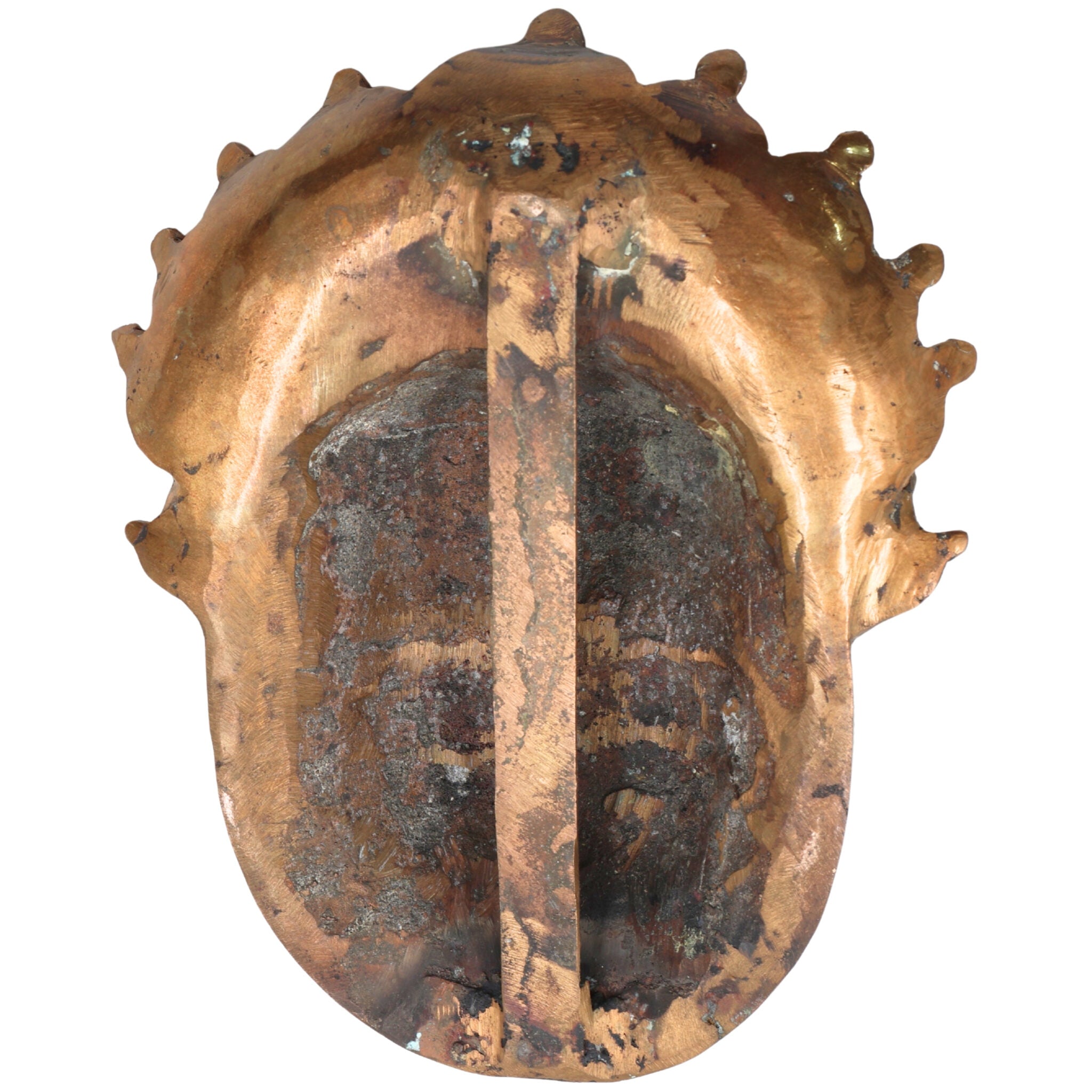 Handcrafted Bronze Bhairava face Idol – Kala Bhairava, Kapala Bhairava, Ugra Bhairava Panchaloha Sculpture for Home Temple & Decor,Gold, 8.5 Inch, 1 Piece